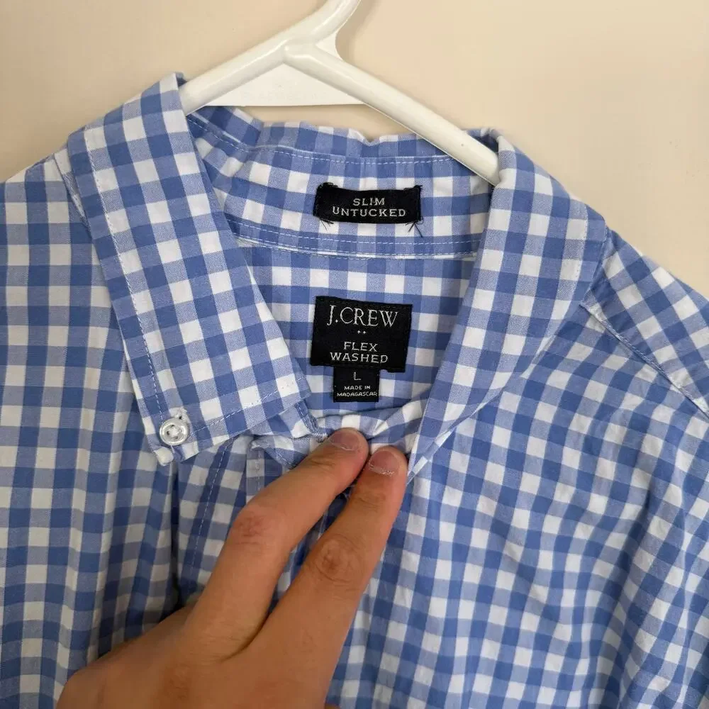 J. Crew | Preppy Gingham Blue/White Cotton Button Down Shirt Business Casual